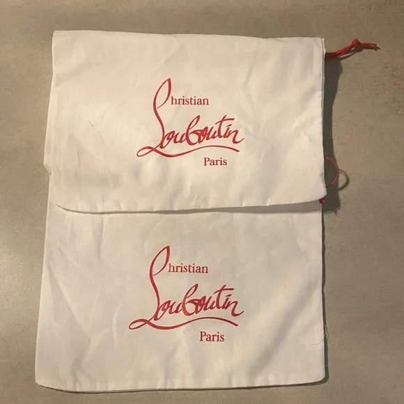 Christian Louboutin White canvas shoe Bags with Red Logo Size 11/15 - Picture 1 of 10